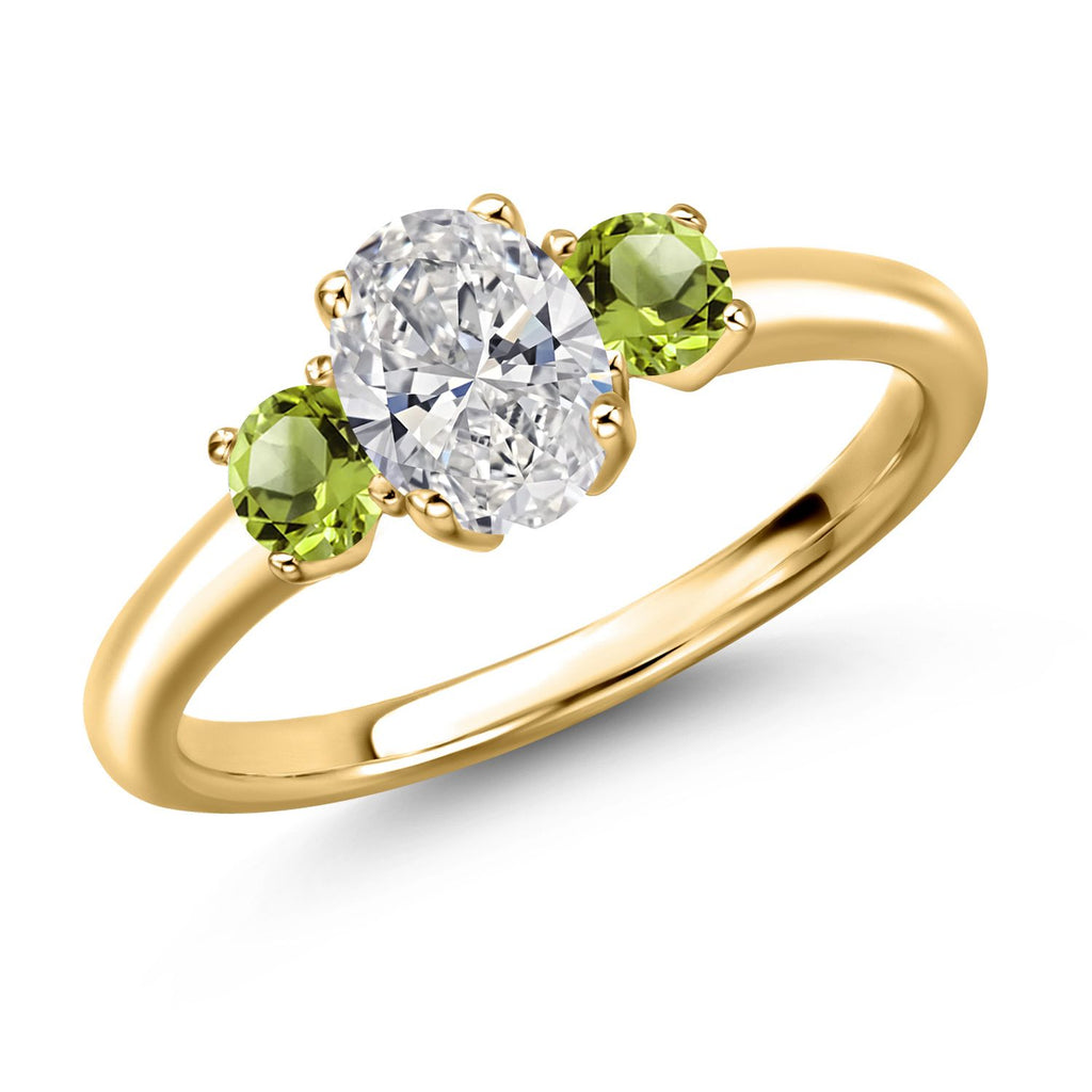 Peridot - August_9_Ring in 925 Yellow Gold Plated Silver