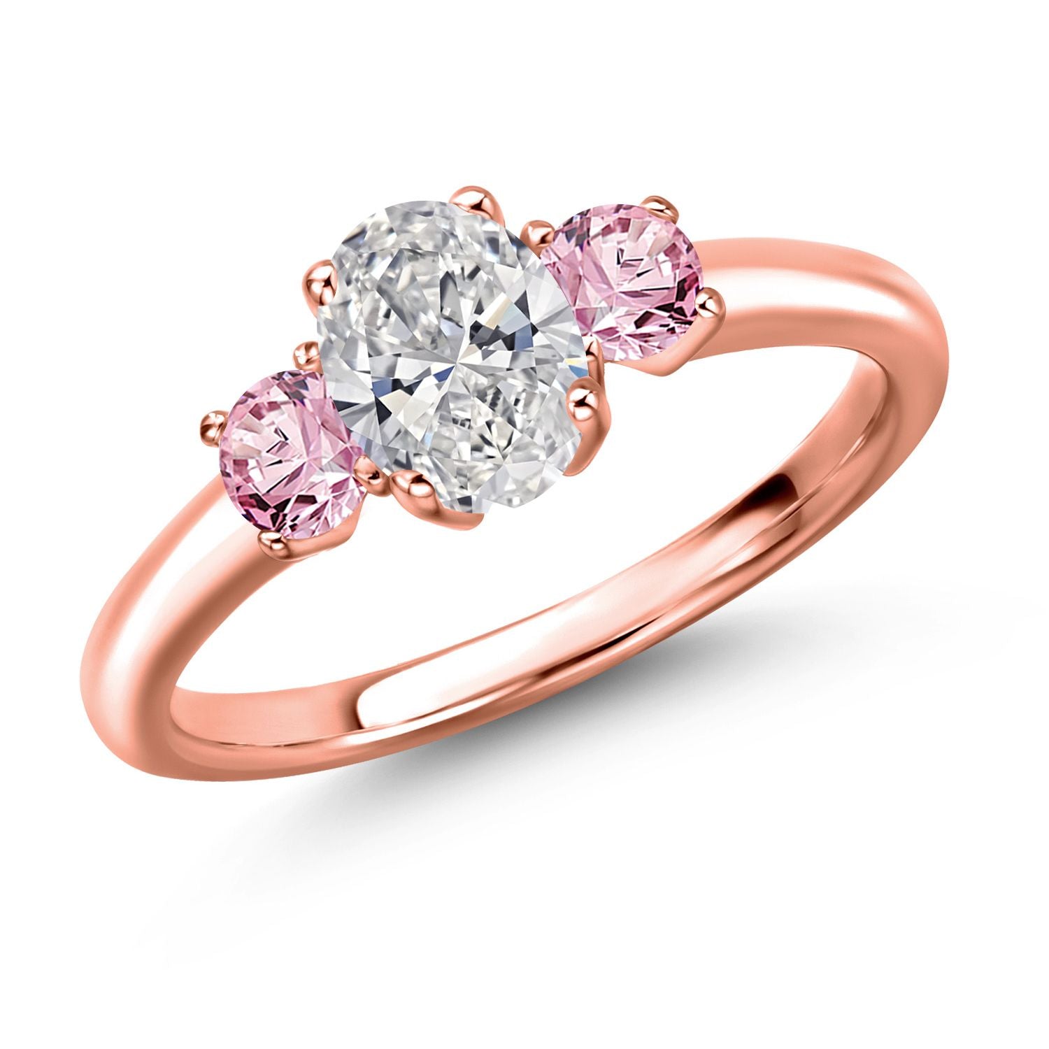 Pink Lab Grown Diamond - April_5_Ring in 925 Rose Gold Plated Silver