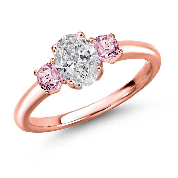 Pink Lab Grown Diamond - April_5_Ring in 925 Rose Gold Plated Silver