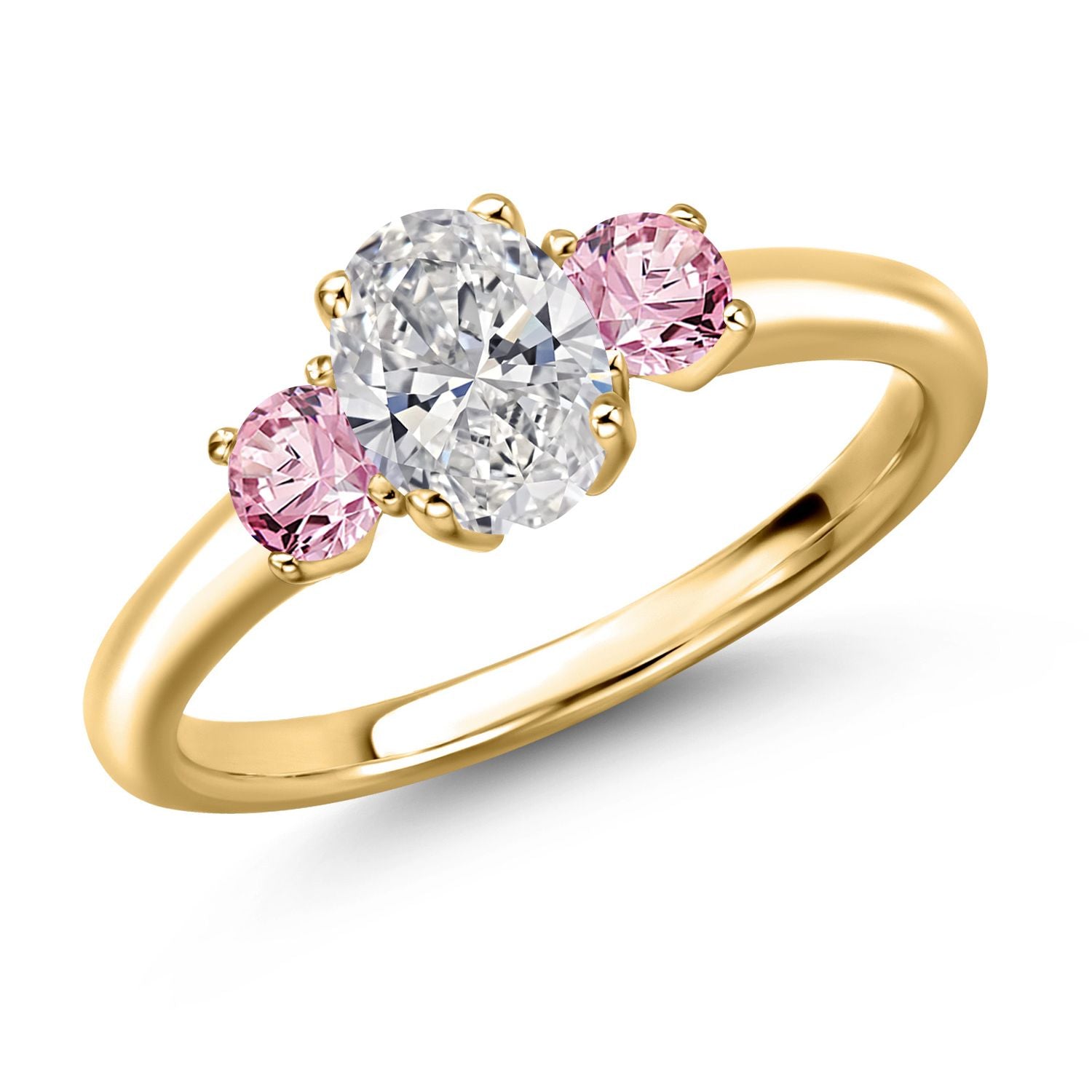 Pink Lab Grown Diamond - April_8_Ring in 925 Yellow Gold Plated Silver