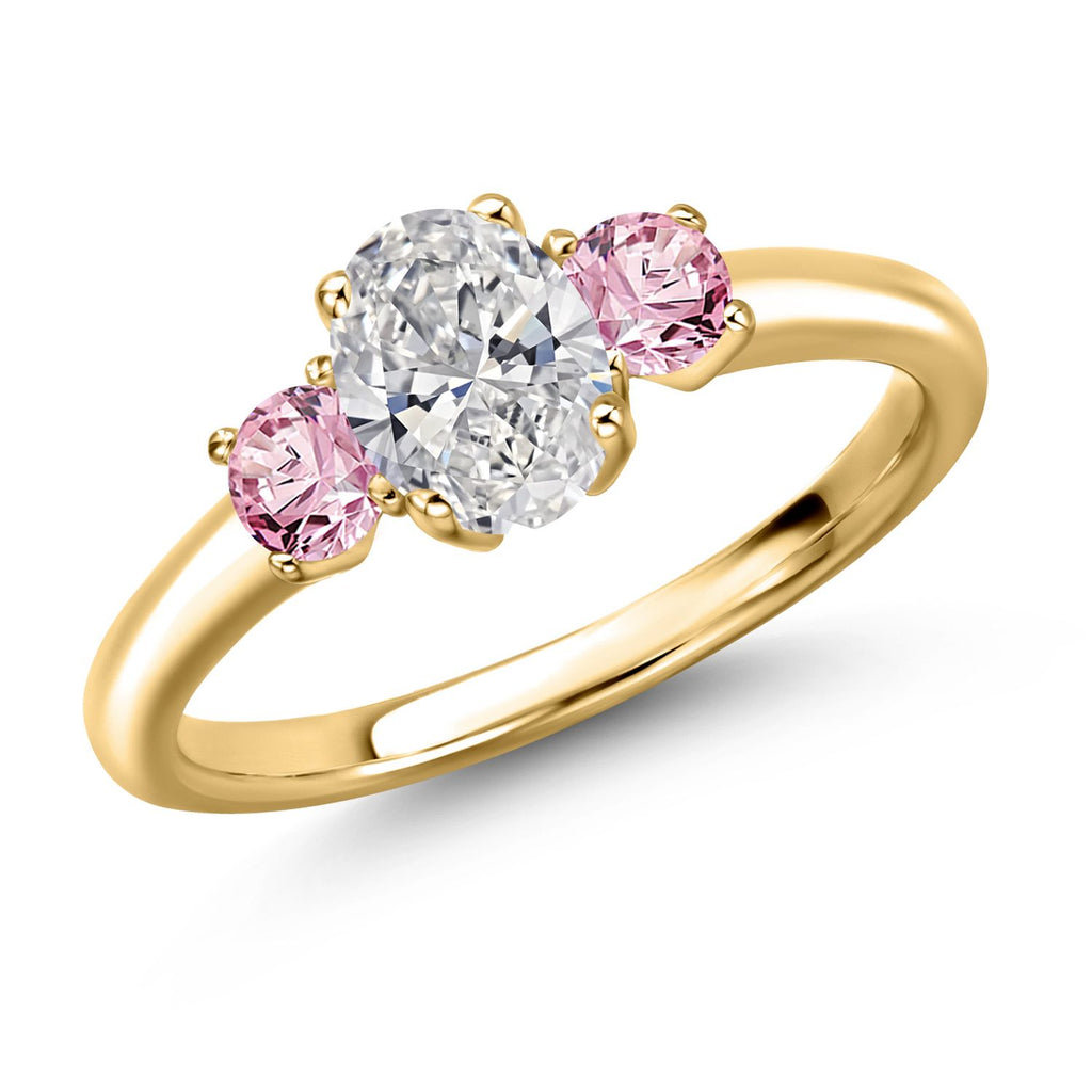 Pink Lab Grown Diamond - April_9_Ring in 925 Yellow Gold Plated Silver