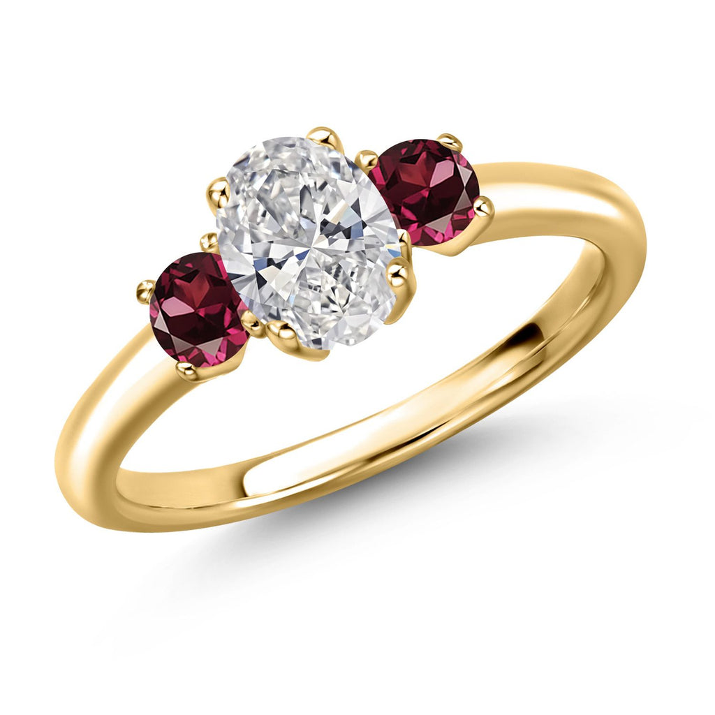 Rhodolite Garnet_9_Ring in 925 Yellow Gold Plated Silver