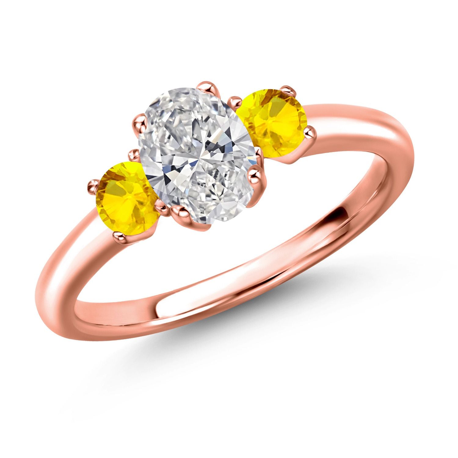 Yellow Sapphire - September_8_Ring in 925 Rose Gold Plated Silver