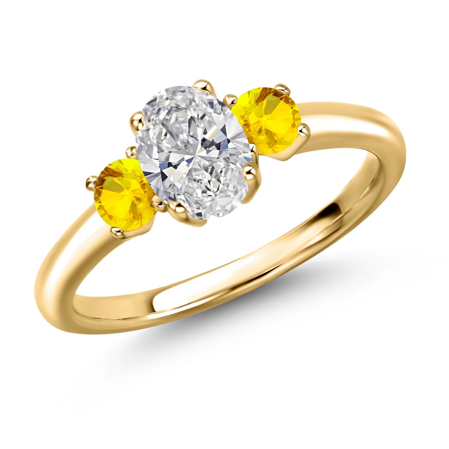 Yellow Sapphire - September_8_Ring in 925 Yellow Gold Plated Silver