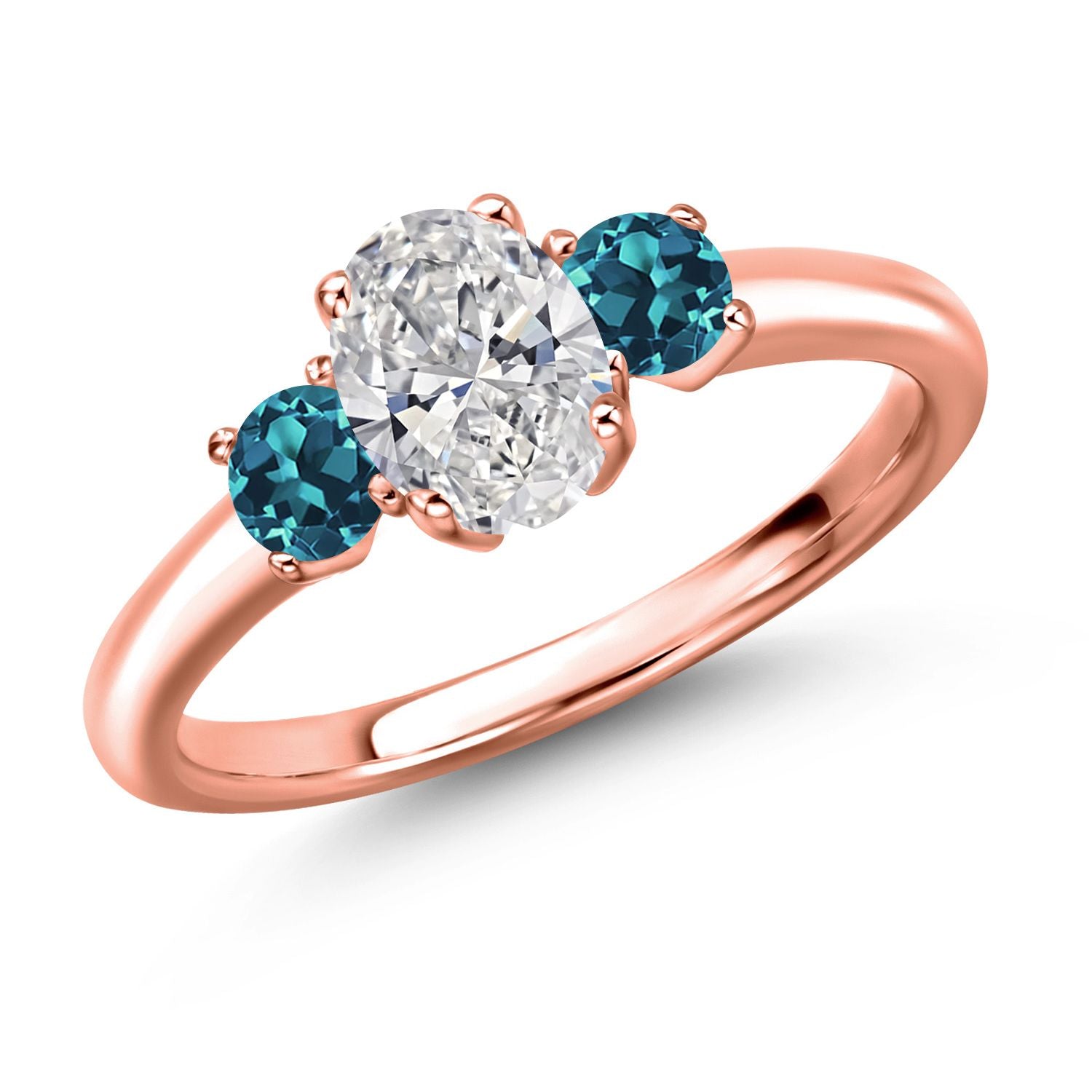 London Blue Topaz - November_7_Ring in 925 Rose Gold Plated Silver