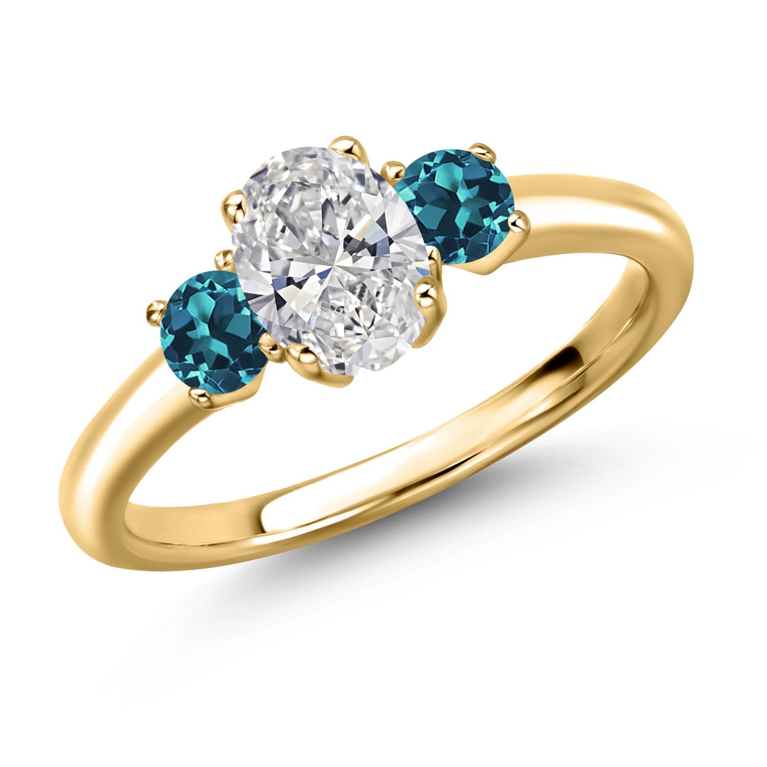 London Blue Topaz - November_8_Ring in 925 Yellow Gold Plated Silver