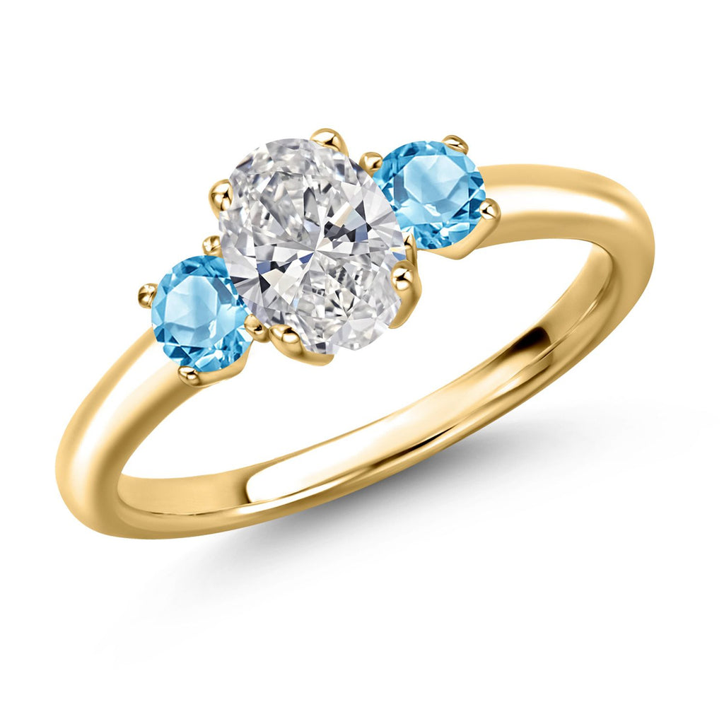 Swiss Blue Topaz - November_5_Ring in 925 Yellow Gold Plated Silver