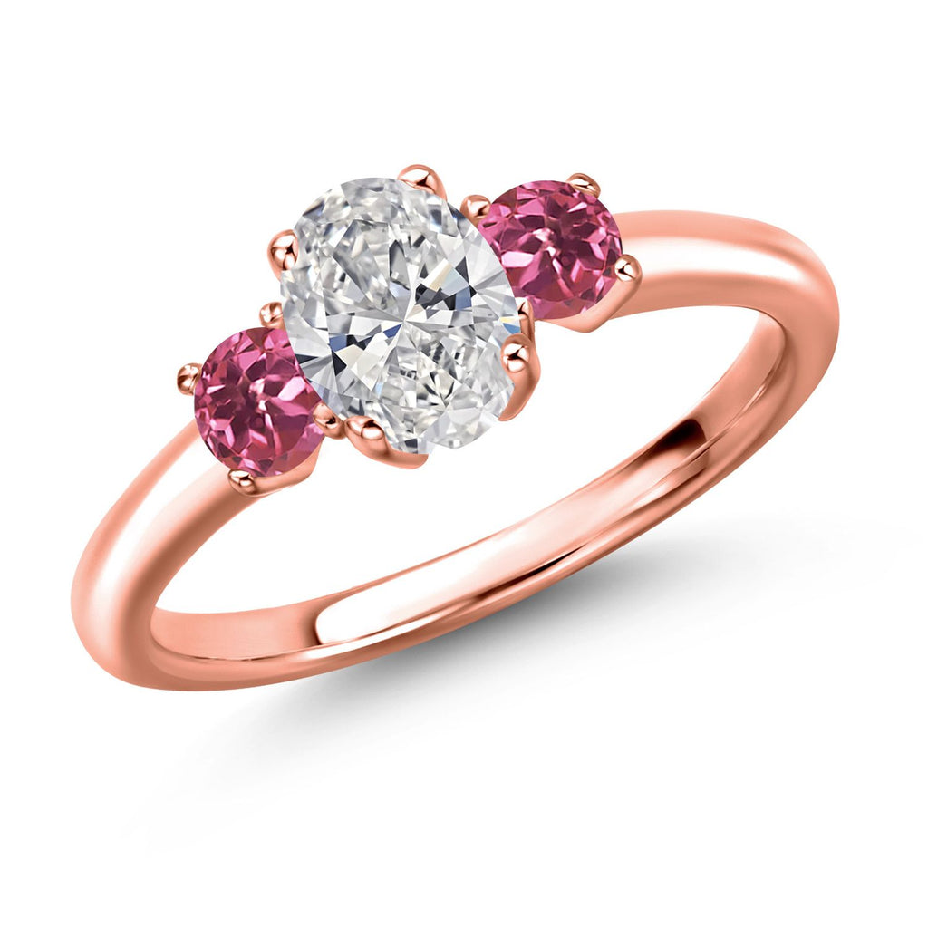 Pink Tourmaline - October_9_Ring in 925 Rose Gold Plated Silver