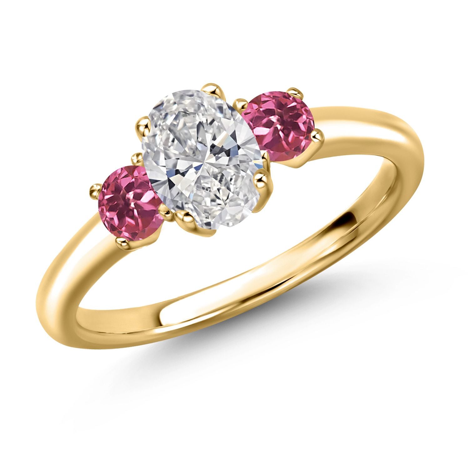 Pink Tourmaline - October_7_Ring in 925 Yellow Gold Plated Silver