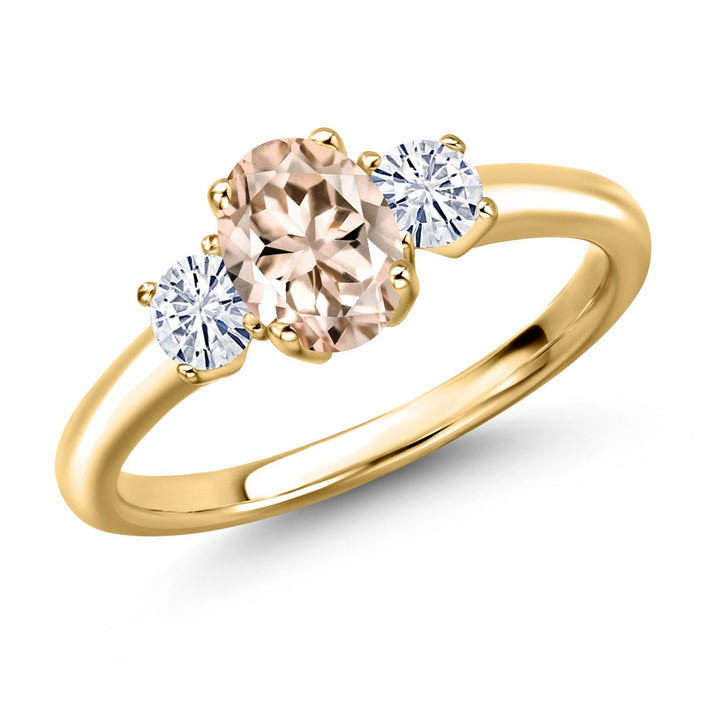 Morganite - October_5_Ring in 925 Yellow Gold Plated Silver