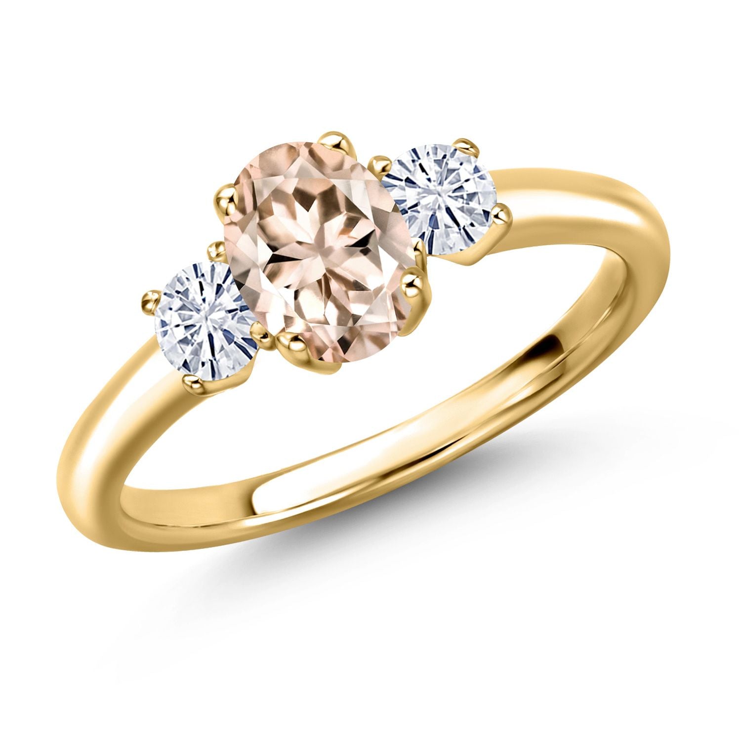 Morganite - October_8_Ring in 925 Yellow Gold Plated Silver