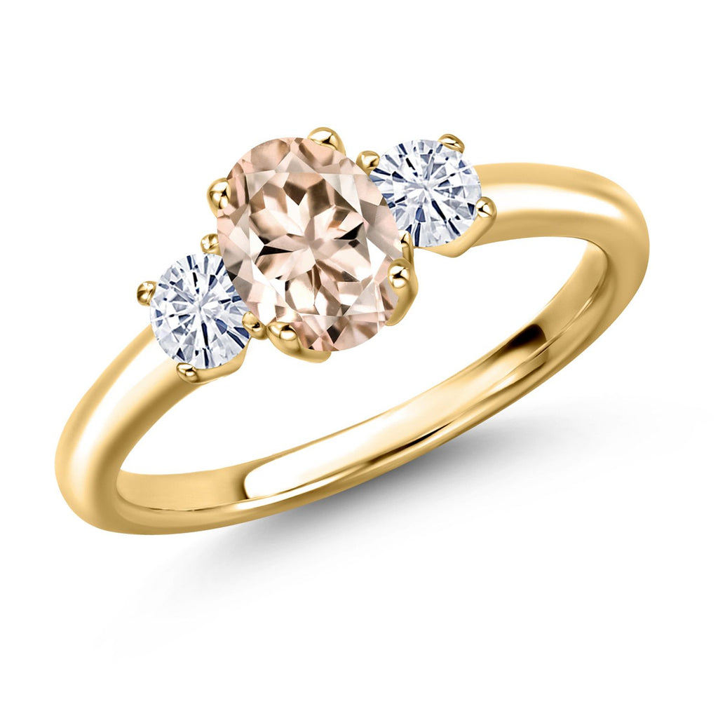Morganite - October_7_Ring in 925 Yellow Gold Plated Silver