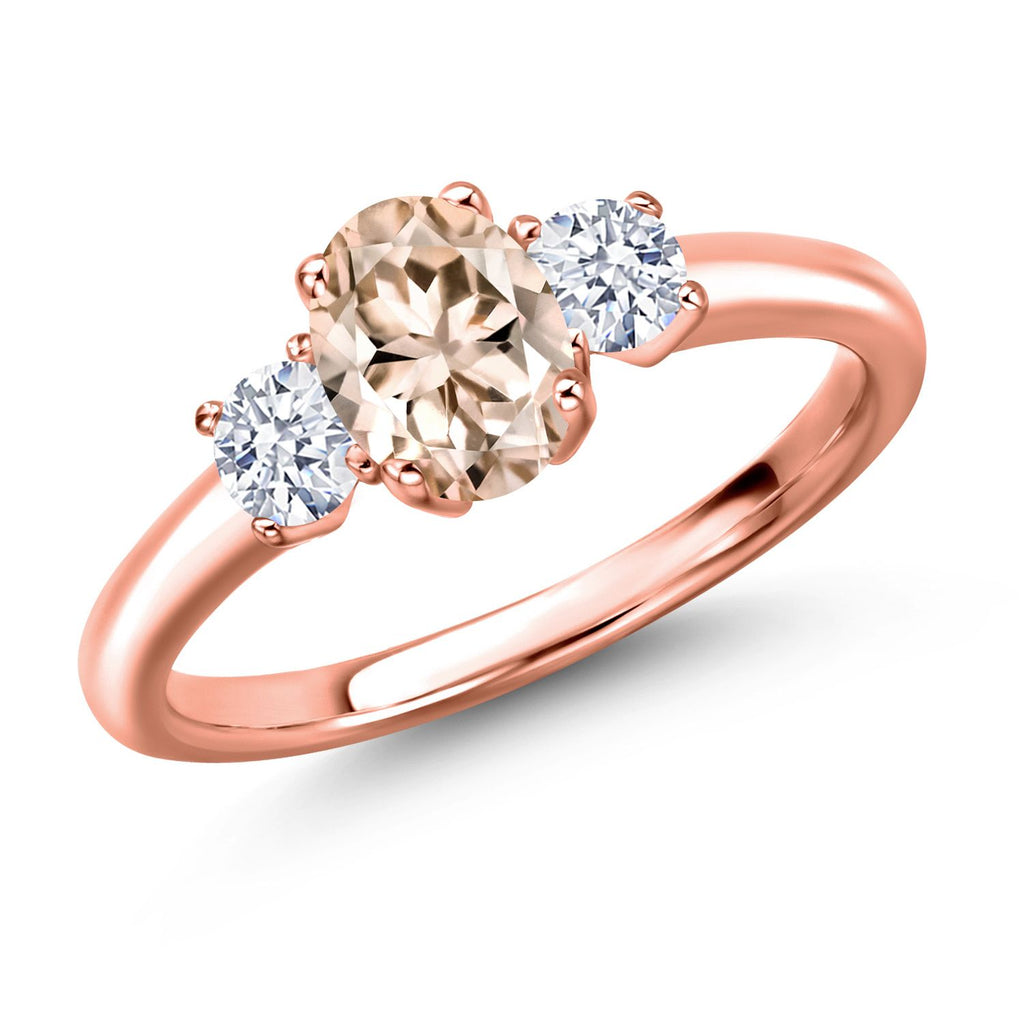 Morganite - October_8_Ring in 925 Rose Gold Plated Silver