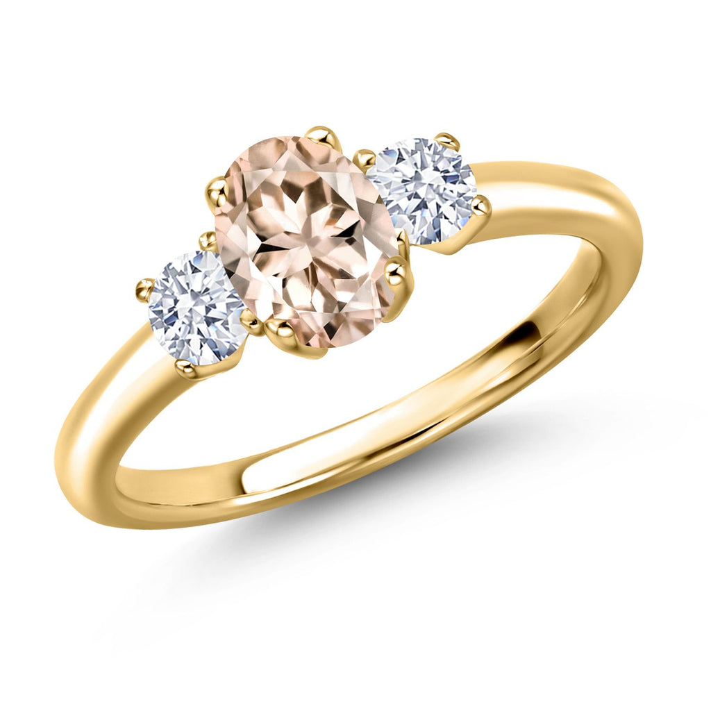 Morganite - October_6_Ring in 925 Yellow Gold Plated Silver