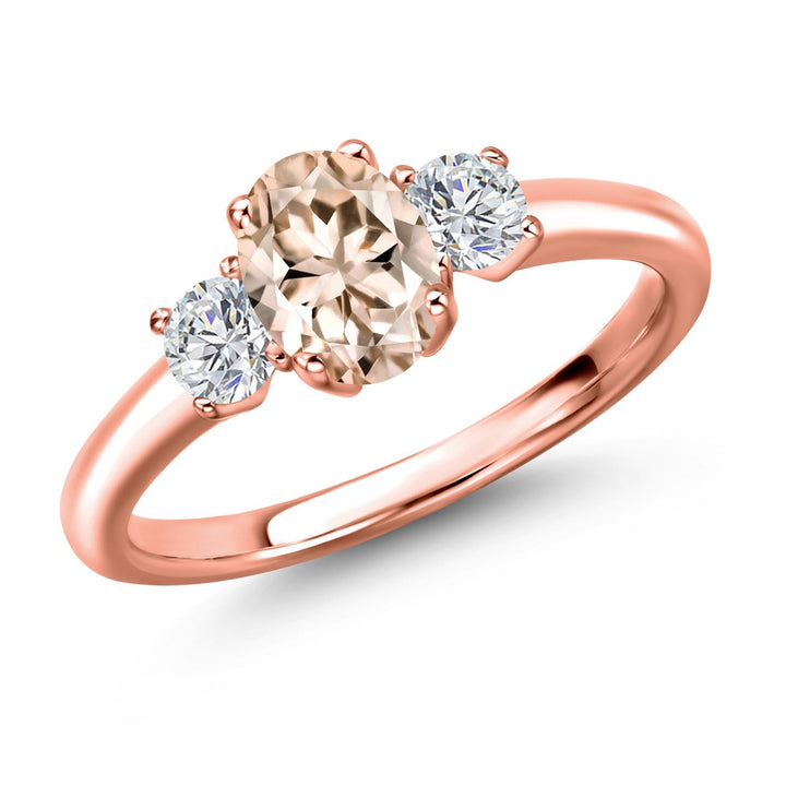 Morganite - October_5_Ring in 925 Rose Gold Plated Silver
