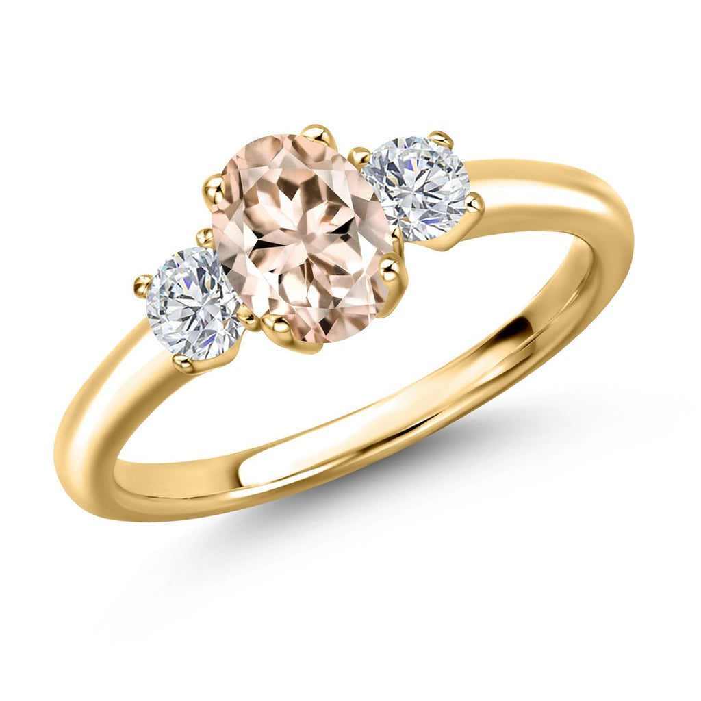 Morganite - October_8_Ring in 925 Yellow Gold Plated Silver