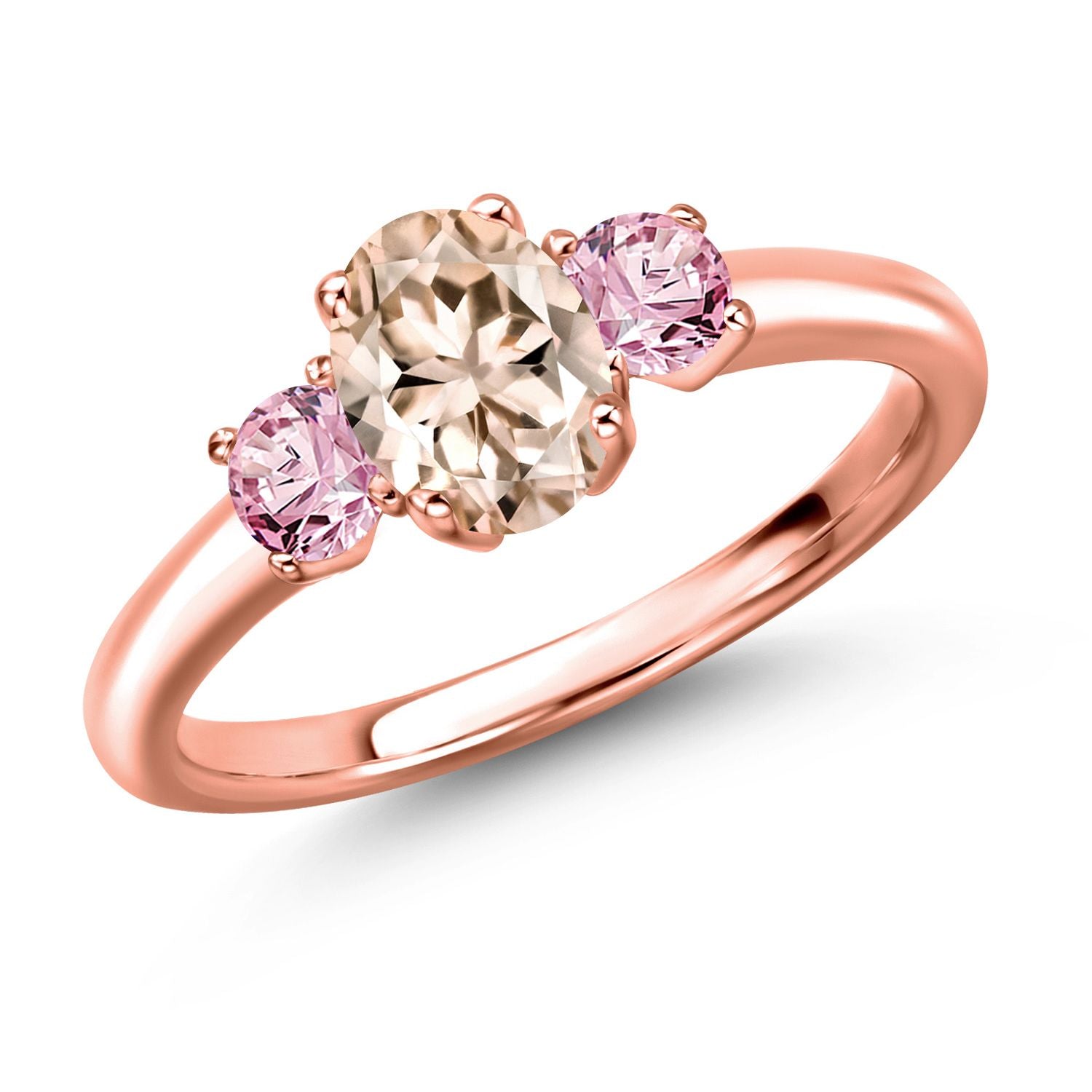 Morganite - October_6_Ring in 925 Rose Gold Plated Silver