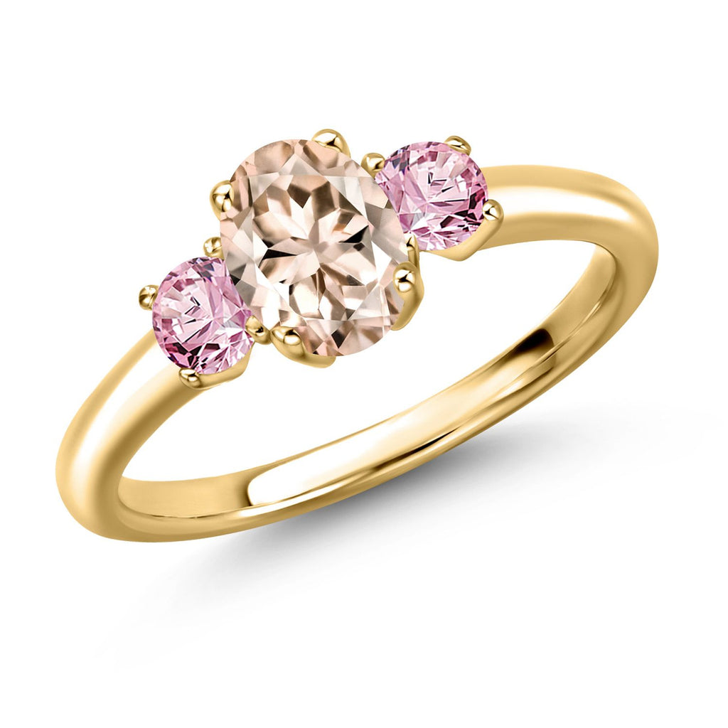 Morganite - October_9_Ring in 925 Yellow Gold Plated Silver