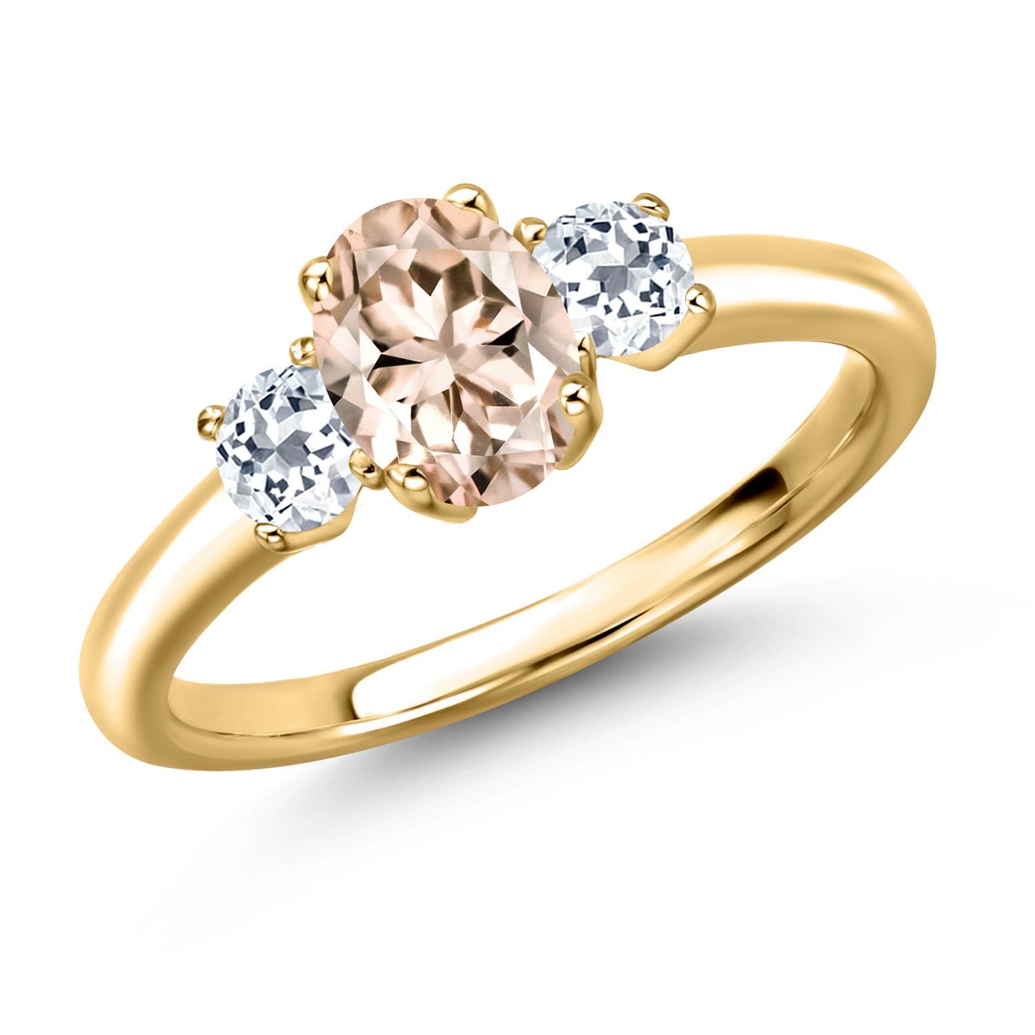 Morganite - October_7_Ring in 925 Yellow Gold Plated Silver