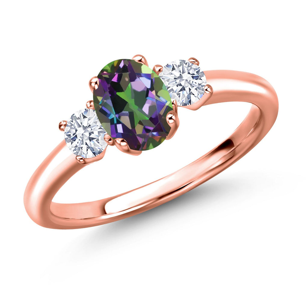 Green Mystic Topaz_8_Ring in 925 Rose Gold Plated Silver
