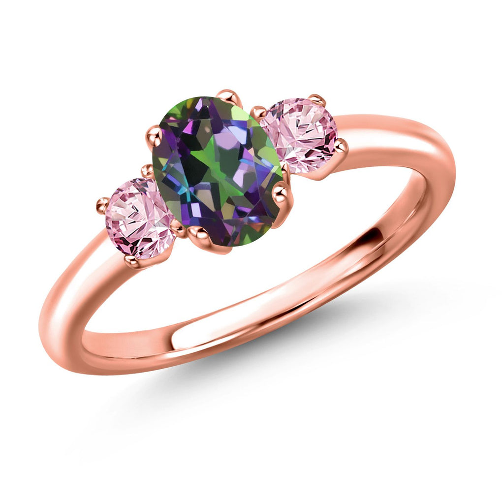 Green Mystic Topaz_5_Ring in 925 Rose Gold Plated Silver