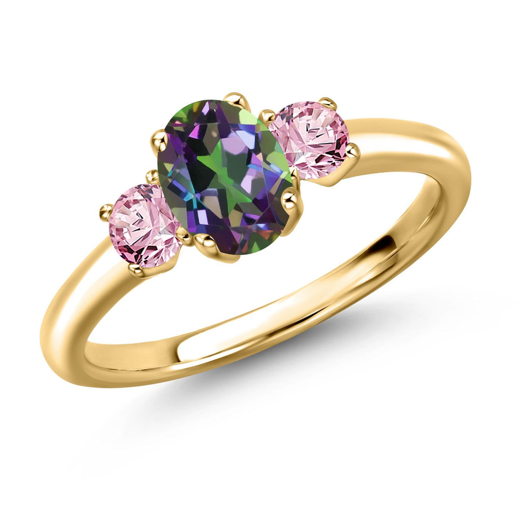Green Mystic Topaz_7_Ring in 925 Yellow Gold Plated Silver