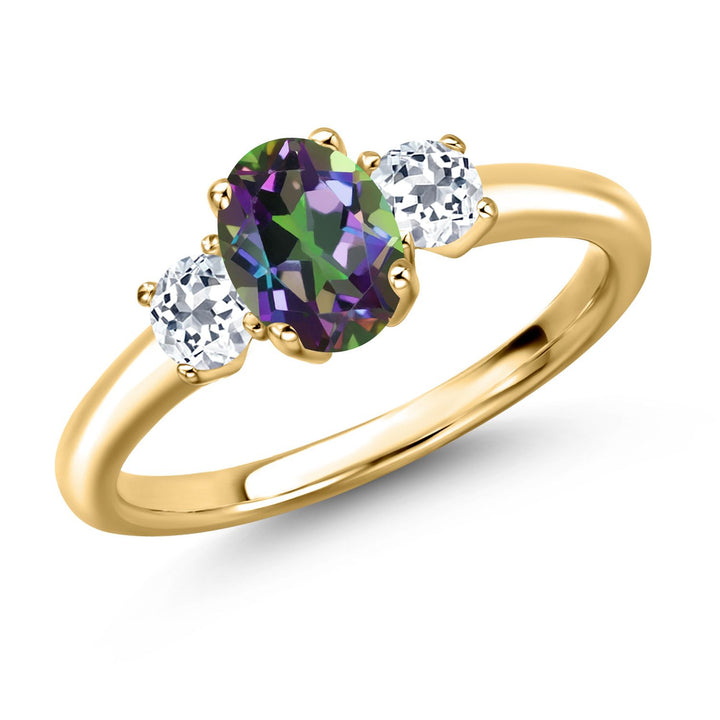 Green Mystic Topaz_5_Ring in 925 Yellow Gold Plated Silver