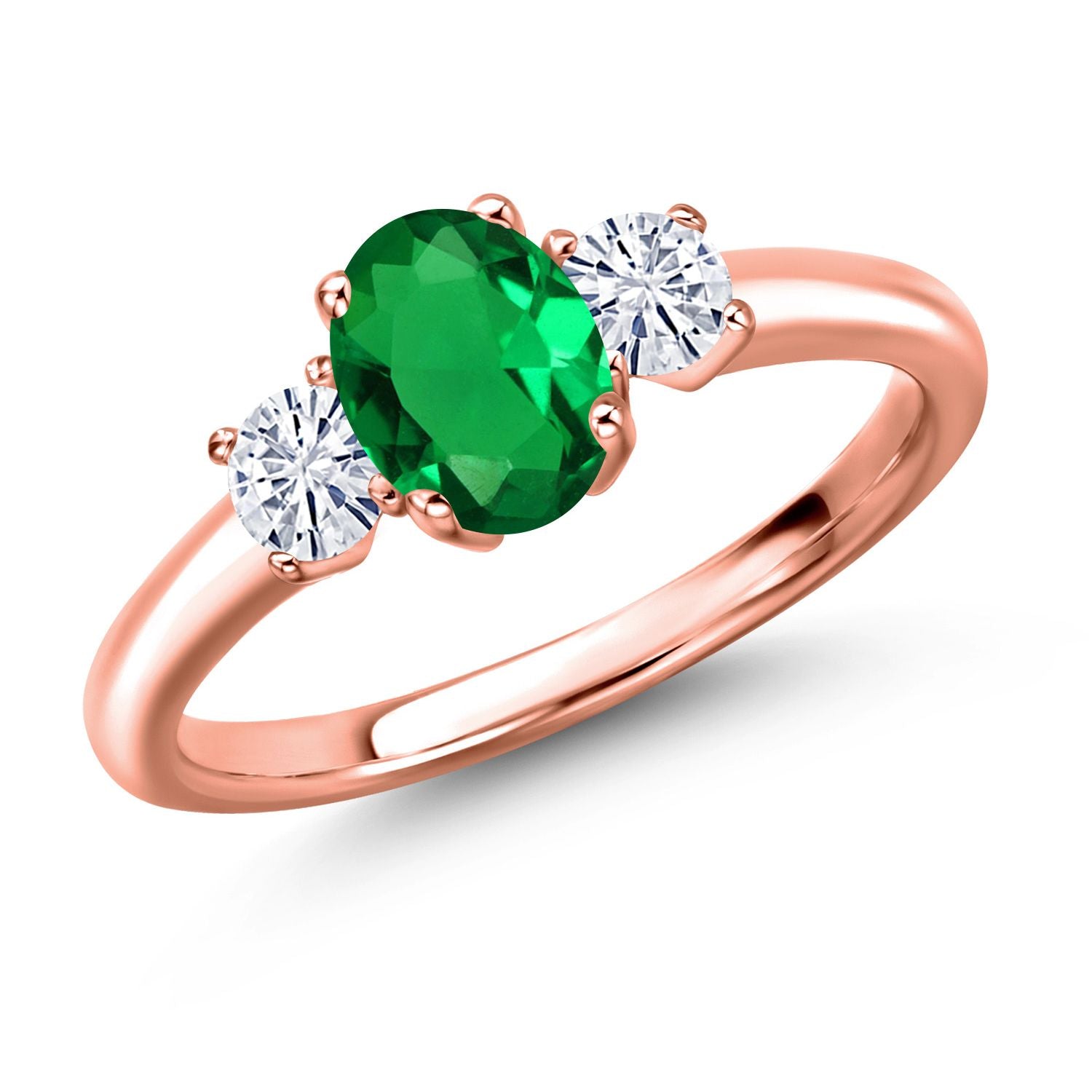 Nano Emerald - May_7_Ring in 925 Rose Gold Plated Silver