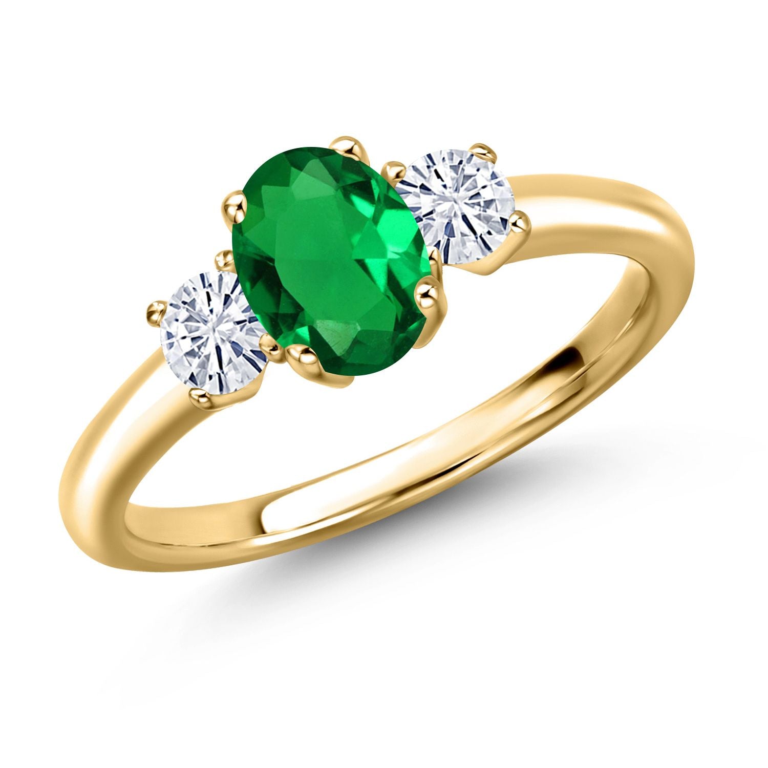 Nano Emerald - May_6_Ring in 925 Yellow Gold Plated Silver