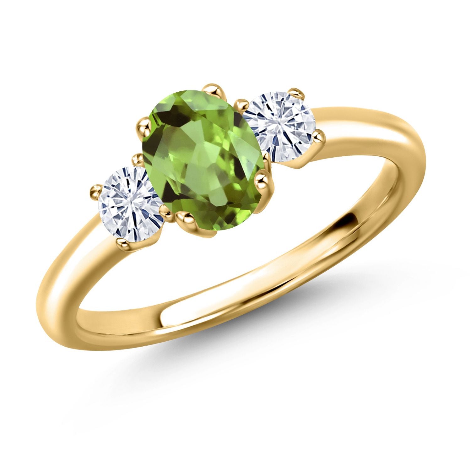 Peridot - August_7_Ring in 925 Yellow Gold Plated Silver