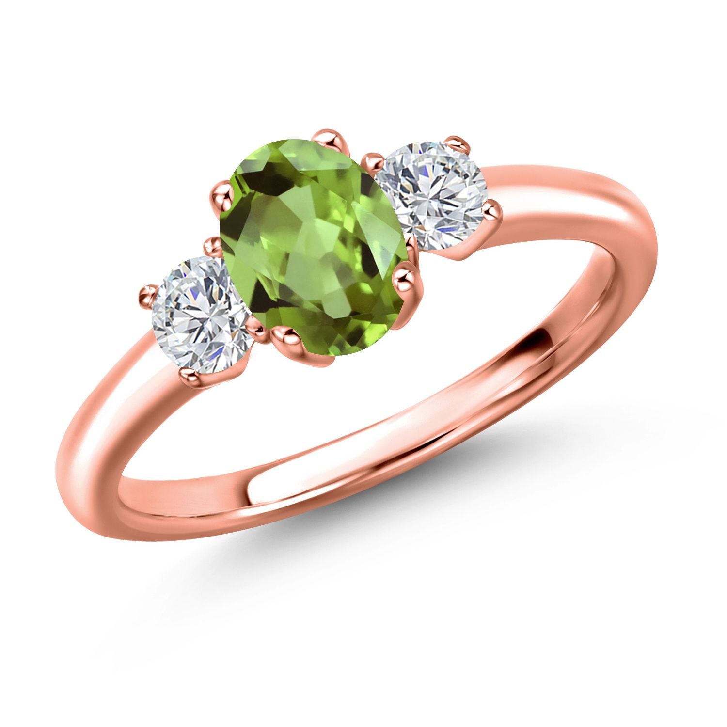 Peridot - August_7_Ring in 925 Rose Gold Plated Silver