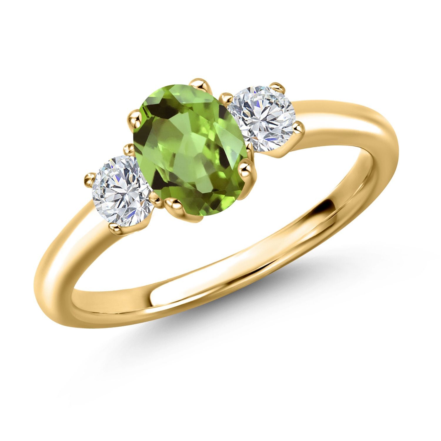 Peridot - August_9_Ring in 925 Yellow Gold Plated Silver