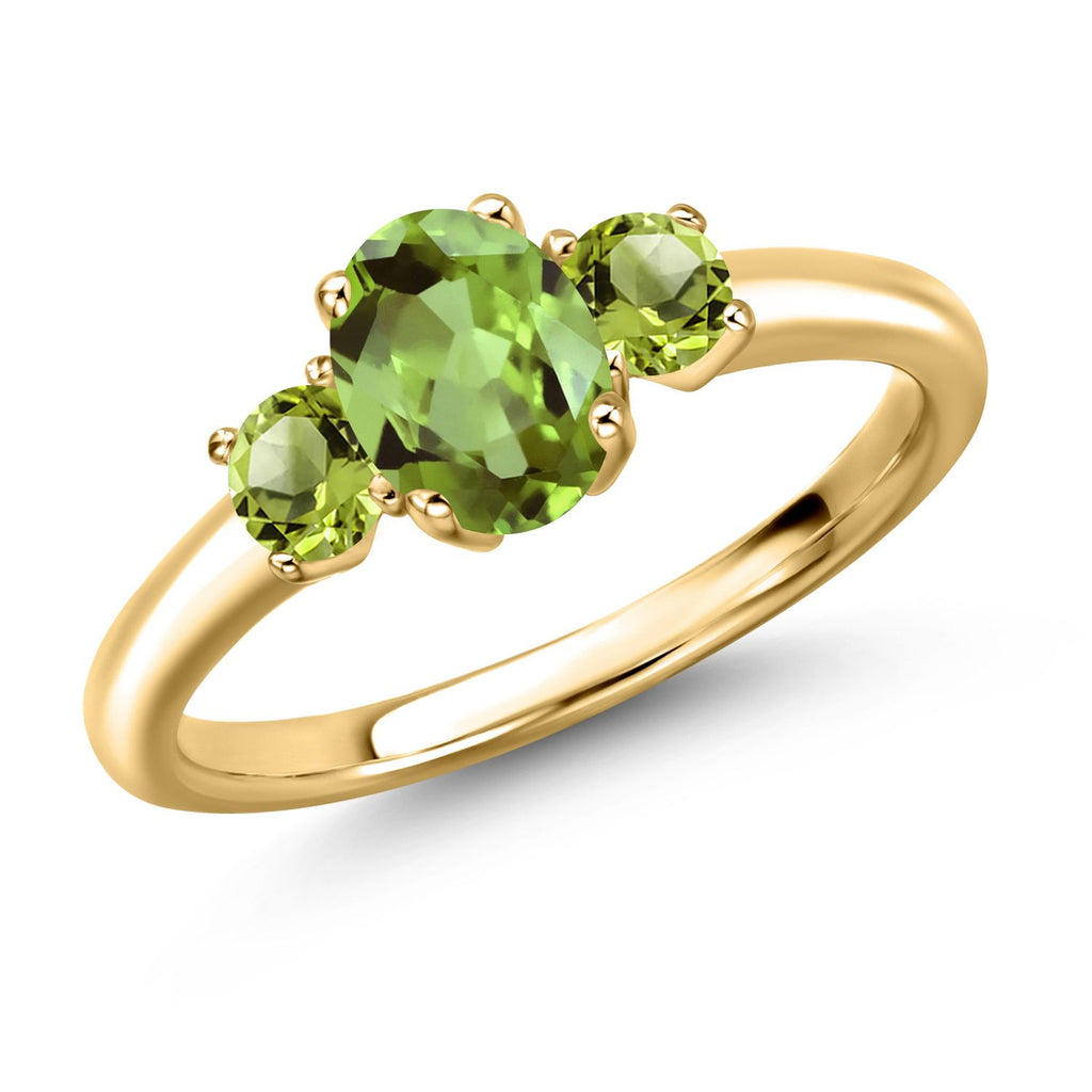 Peridot - August_7_Ring in 925 Yellow Gold Plated Silver