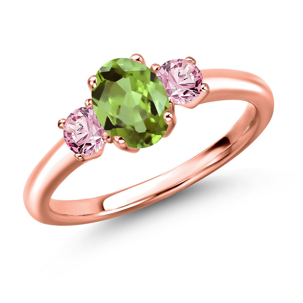 Peridot - August_9_Ring in 925 Rose Gold Plated Silver