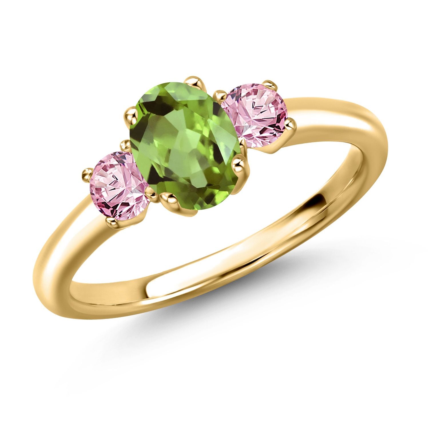 Peridot - August_9_Ring in 925 Yellow Gold Plated Silver