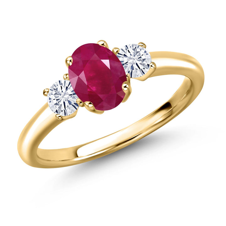Ruby - July_5_Ring in 925 Yellow Gold Plated Silver