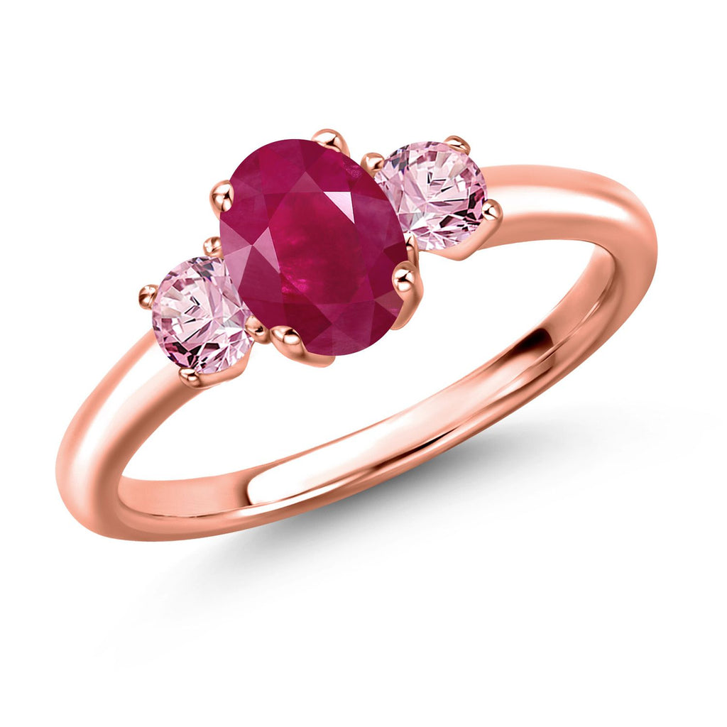Ruby - July_8_Ring in 925 Rose Gold Plated Silver