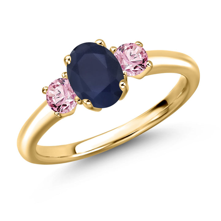 Blue Sapphire - September_9_Ring in 925 Yellow Gold Plated Silver