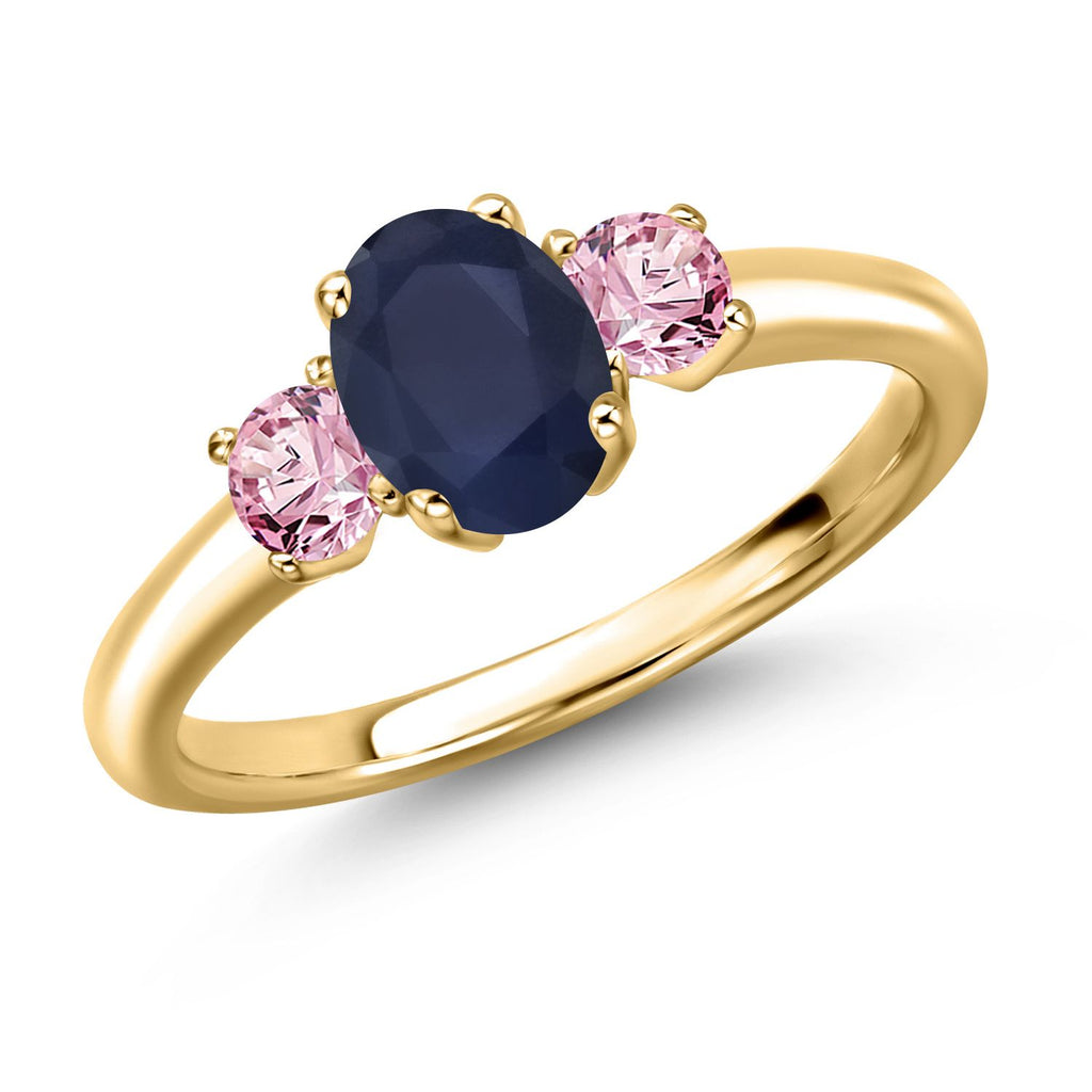 Blue Sapphire - September_6_Ring in 925 Yellow Gold Plated Silver