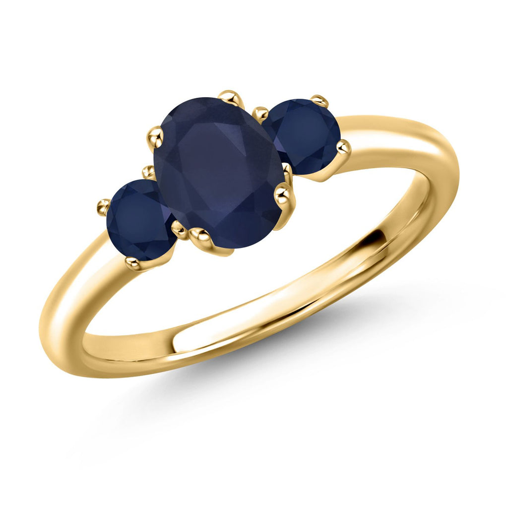 Blue Sapphire - September_9_Ring in 925 Yellow Gold Plated Silver