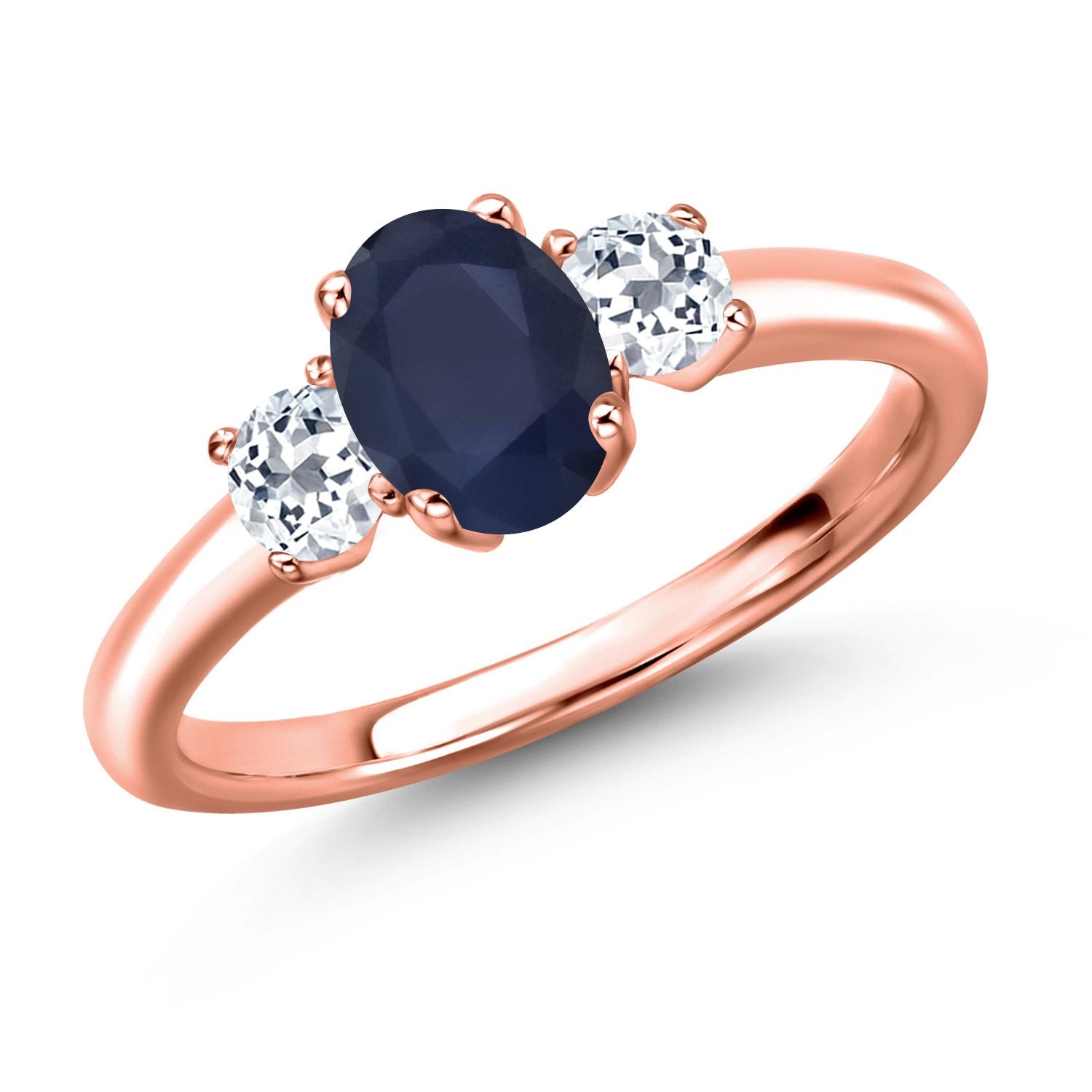 Blue Sapphire - September_8_Ring in 925 Rose Gold Plated Silver