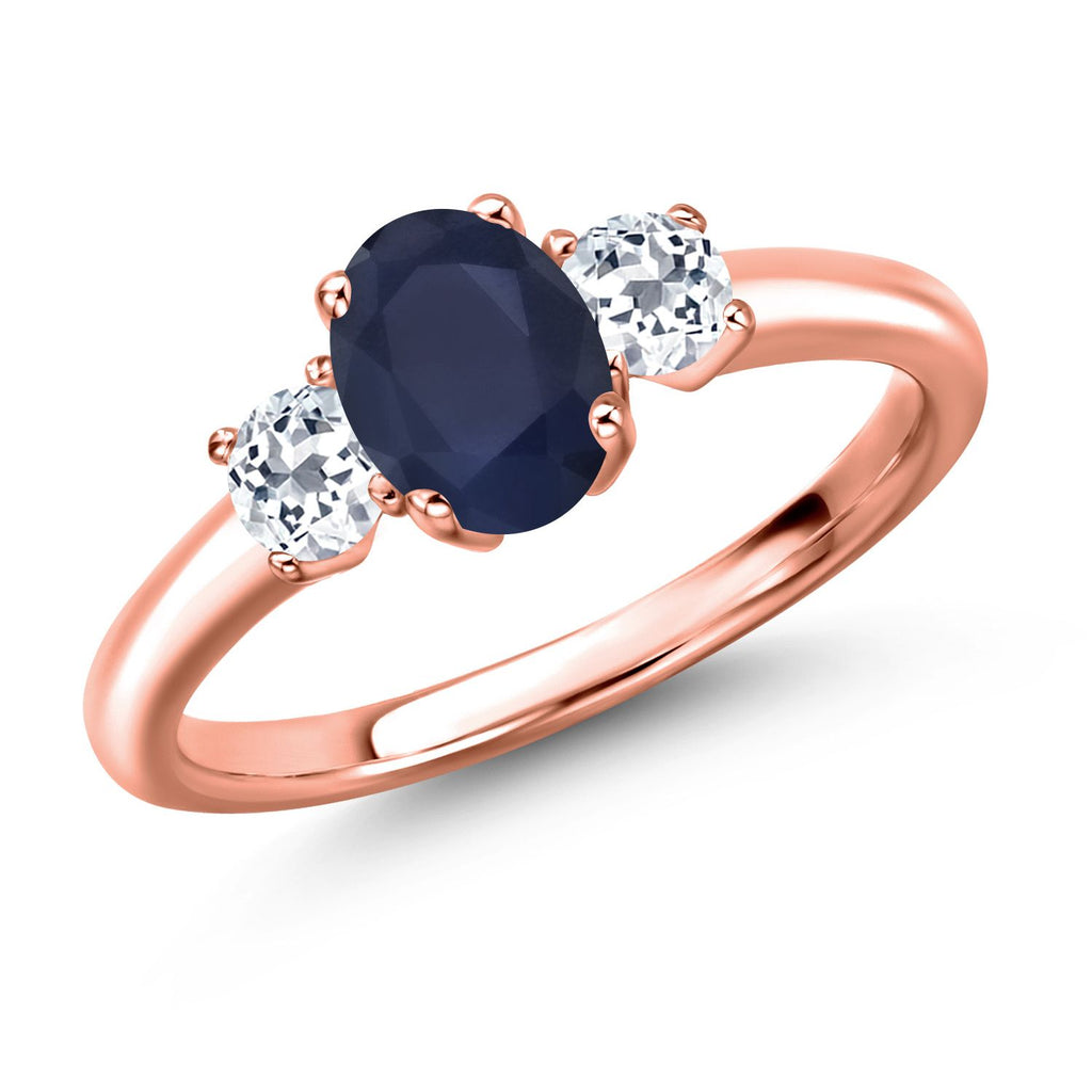 Blue Sapphire - September_9_Ring in 925 Rose Gold Plated Silver