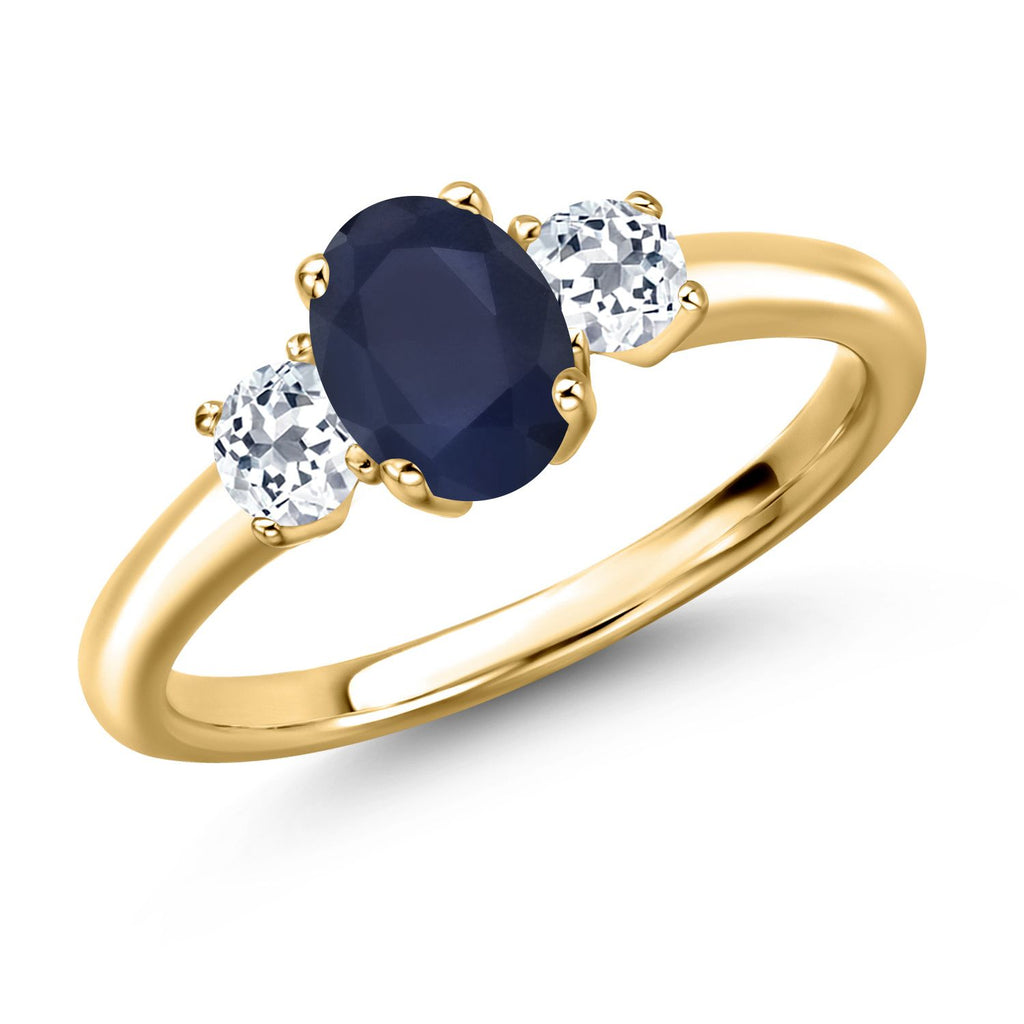 Blue Sapphire - September_7_Ring in 925 Yellow Gold Plated Silver