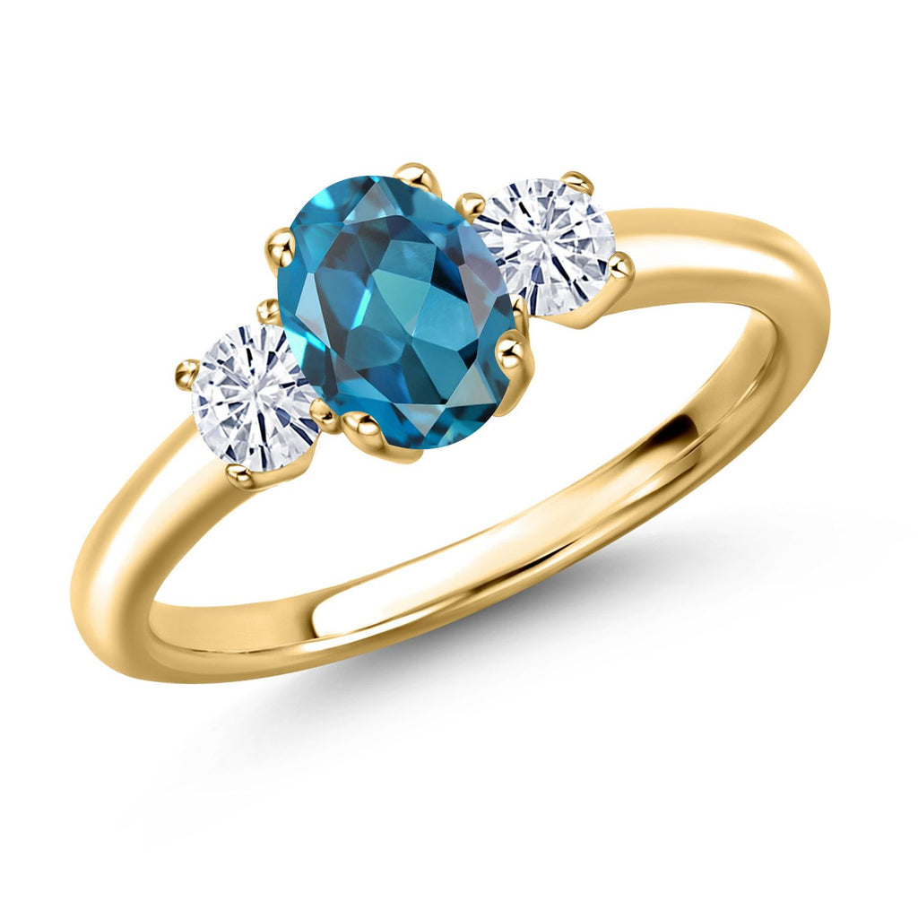 London Blue Topaz - November_8_Ring in 925 Yellow Gold Plated Silver