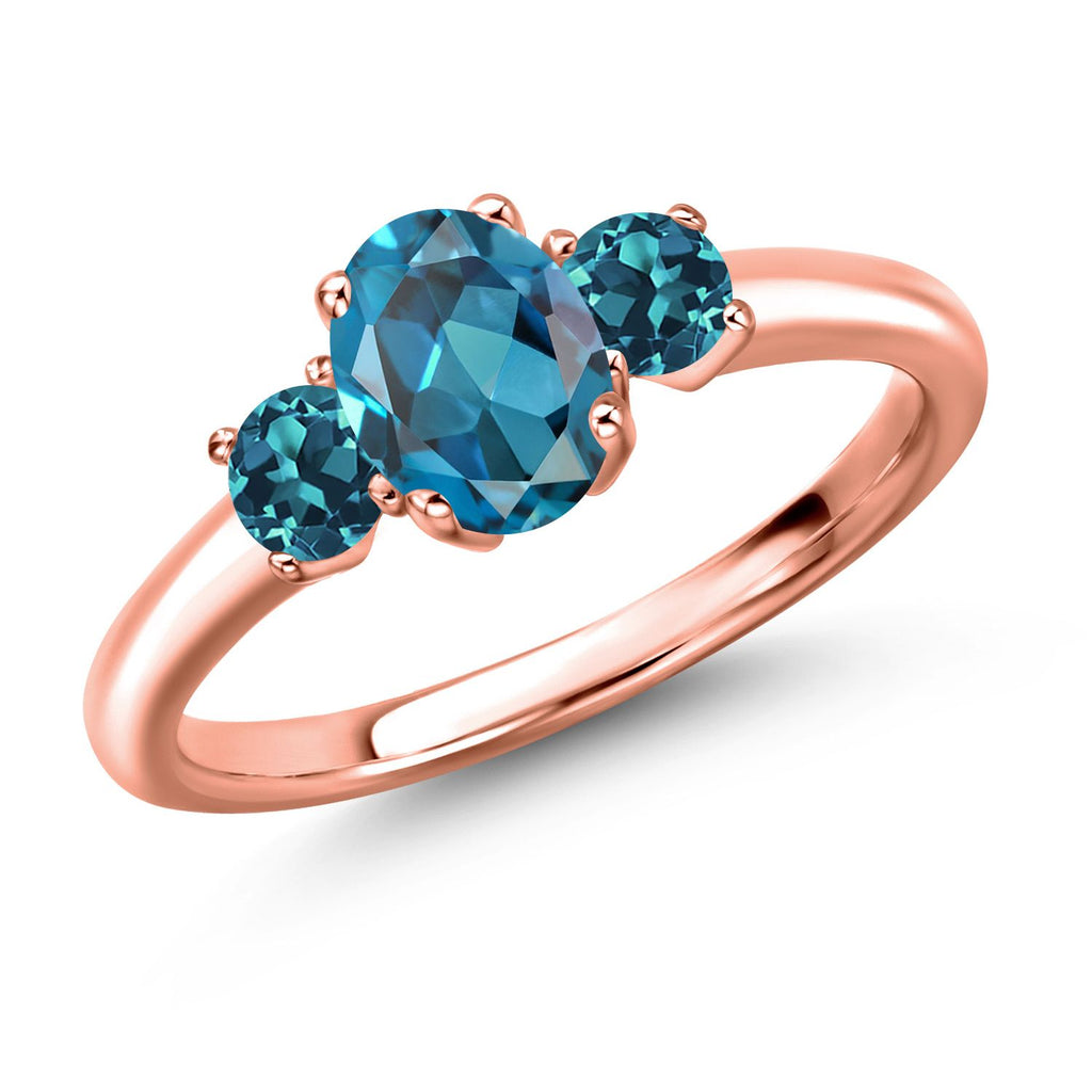 London Blue Topaz - November_5_Ring in 925 Rose Gold Plated Silver