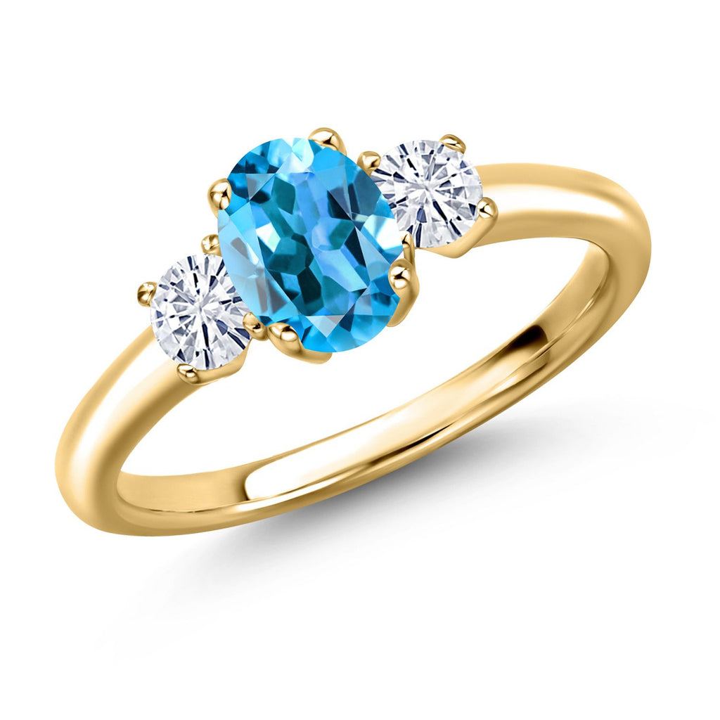 Swiss Blue Topaz - November_5_Ring in 925 Yellow Gold Plated Silver