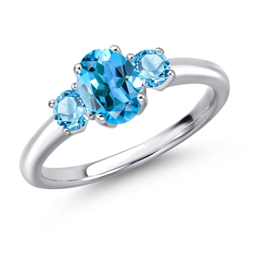 Swiss Blue Topaz - November_6_Ring in 925 Sterling Silver