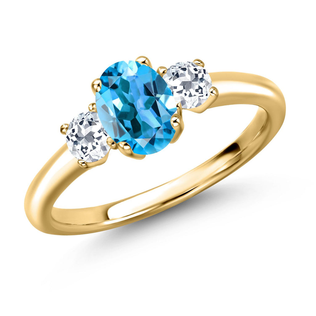 Swiss Blue Topaz - November_6_Ring in 925 Yellow Gold Plated Silver