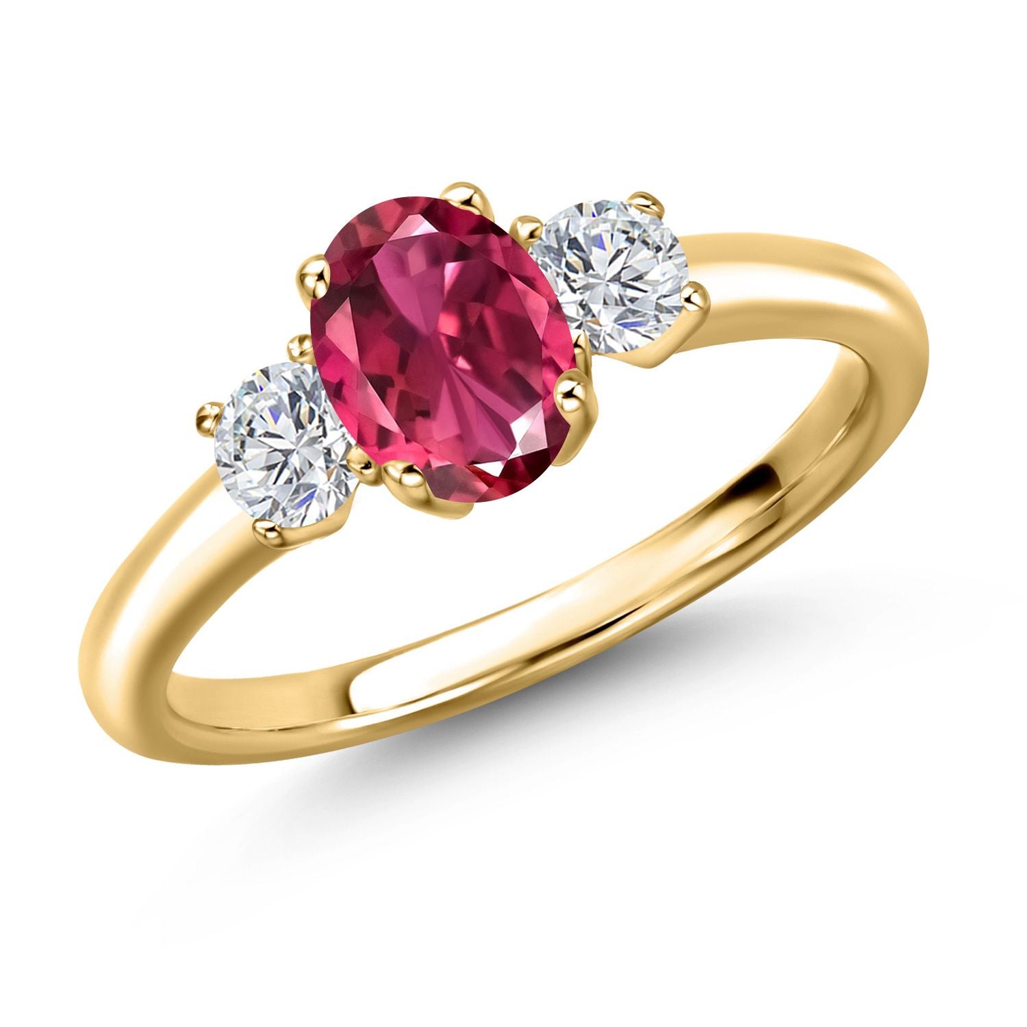Pink Tourmaline - October_7_Ring in 925 Yellow Gold Plated Silver