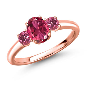 Pink Tourmaline - October_5_Ring in 925 Rose Gold Plated Silver